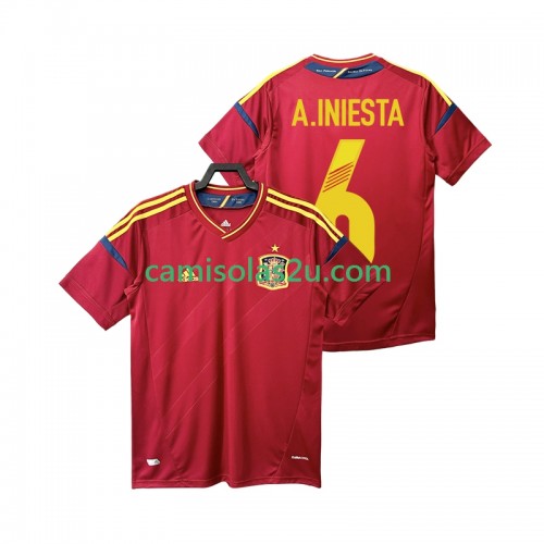 Camisolas de futebol Espanha Andres Iniesta 6 2012 Retro Equipamento Principal Manga Curta Camisolas de futebol Espanha Andres Iniesta 6 2012 Retro Equipamento Principal Manga Curta